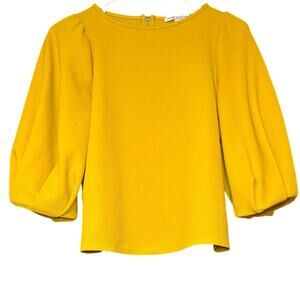 Green Envelope Harvest Gold Pleated Sleeved‎ Top, women's XS